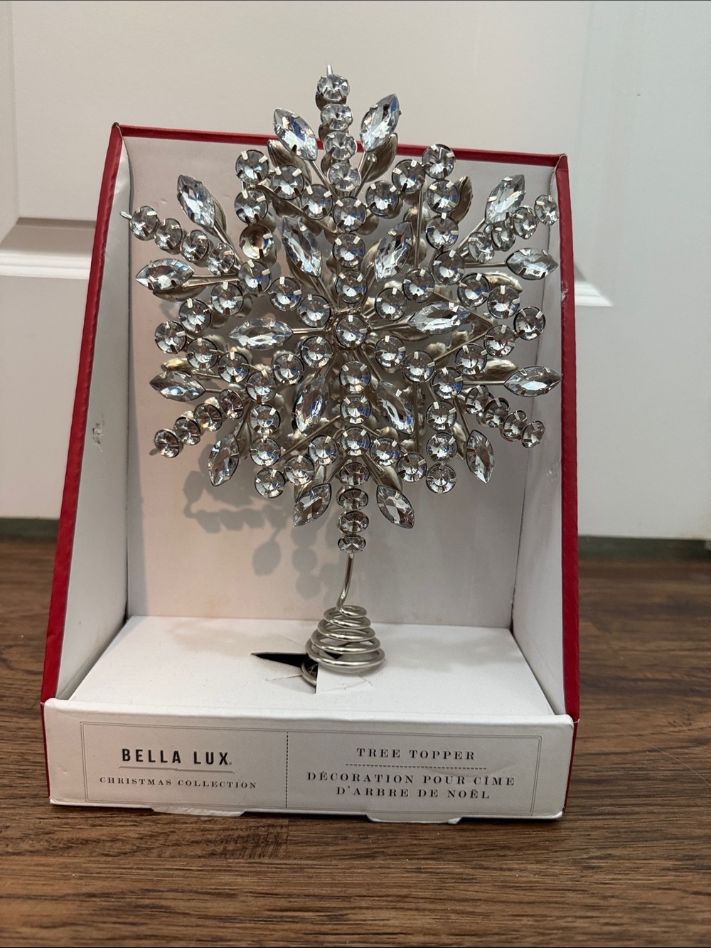 Bella Luxx Silver Crystal Snowflake Tree Topper Ornament
